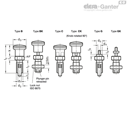 GN 817-NI Indexing Plungers Stainless Steel, with plastic knob